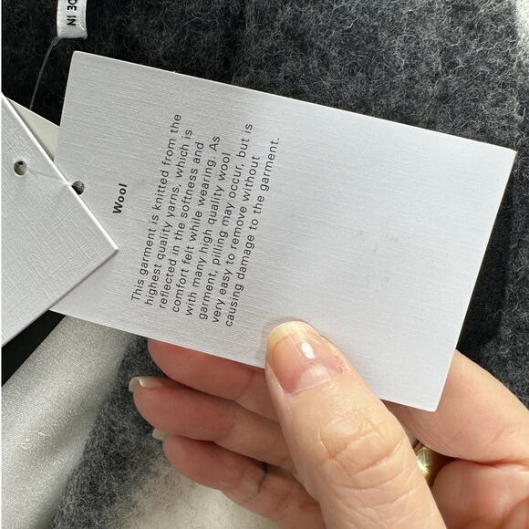 NWT Ganni McKinney Wool in Egret Black & Cream Check Belted Jacket 40 / 10 - Picture 11 of 16